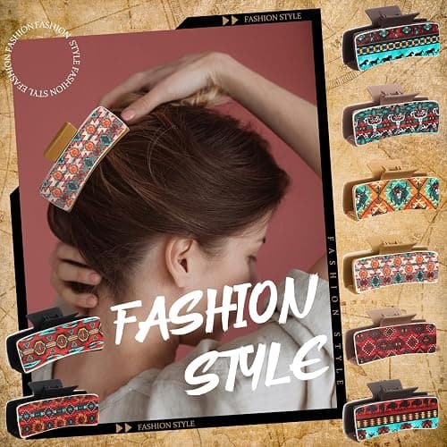 FineCheer Christmas Western Hair Claw Clips Western Gifts Bulk for Women Leather Highland Cow Print Hair Clips Accessories Christmas Party Gifts Stocking Stuffers thumbnail 5