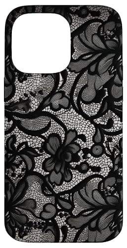 Motif Vintage en Dentelle Noire Coque pour iPhone 14 Pro Max - Image 1
