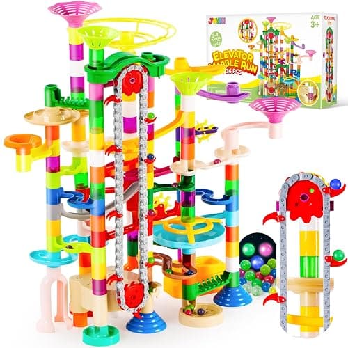 JOYIN 236Pcs Glowing Marble Run with Motorized Elevator- Construction Building Blocks Toys with 30 Glow in The Dark Plastic Marbles, STEM Toy for Boys and Girls, Birthday Gift, Easter Basket Stuffers thumbnail 8