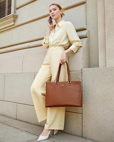 LOVEVOOK Laptop Tote Bag for Women,15.6 Inch Waterproof Computer Bags Women Business Office Work Bag Briefcase, Brown thumbnail 9