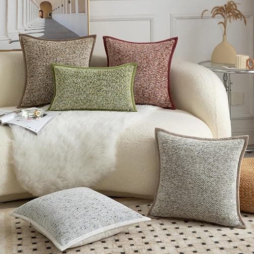YAERTUN Pack of 2 Tie-dye Chenille Textured Throw Pillow Covers Decorative Square Accent Cushion Cover Cozy Soft Velvet Pillow Case for Couch Sofa Bedroom Living Room 18x18 Inch Brown thumbnail 7