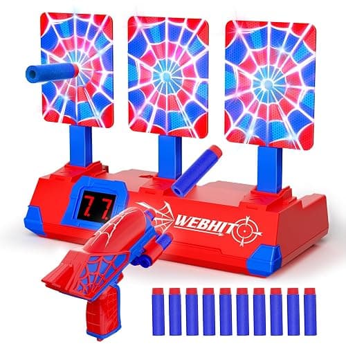 Shooting Toys for 3-12 Year Old Boys, Hero Styles with Glowing Web&Sounds,LCD Scoring and Auto Reset 3 Shooting Targets,Indoor Outdoor Kids Family Games Christmas Birthday Gifts for Boys Toys Age 3-12 - Image 1