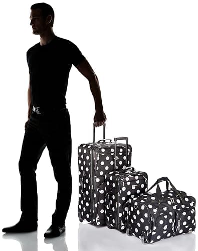 Rockland Vara Softside 3-Piece Upright Luggage Set, Expandable,Black dot, (20/22/28) thumbnail 6