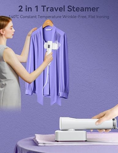 Steamer for Clothes,Sundu Portable 2-in-1 Steamer & Iron,15s Heat-up,100ml Tank,Ironing Gloves,20 Min Steam,Wrinkle Remover,Garment Steamer for Travel & Home(Charm White) thumbnail 4
