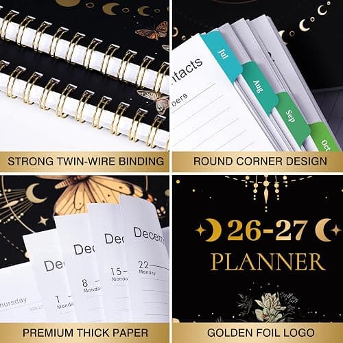 Planner 2026-2027 - Academic Planner 2026-2027, July 2026 - June 2027, 9" x 11", 26-27 Planner Weekly and Monthly, Colorful Tabs, Back Pocket, Perfect Daily Organizer - Butterfly thumbnail 7