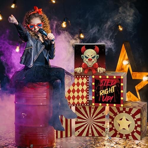 Tenceur 6 Pcs Large Halloween Creepy Carnival Decorations Circus Clown Box Outdoor Decorations Horror Circus Party Boxes Carnival Circus Theme Party Decorations for Horror Haunted House Supplies thumbnail 5