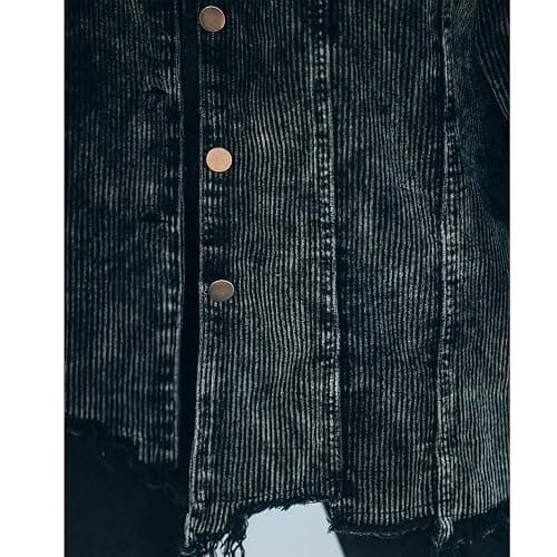 Hixiaohe Women's Casual Oversized Button Down Corduroy Shirt Jacket Coat Washed Retro Shacket thumbnail 3