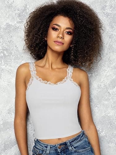 Sintege Women's Lace Patchwork Tank Top Lace Camisole Tank Sleeveless Cami Crop Y2k Tops thumbnail 2