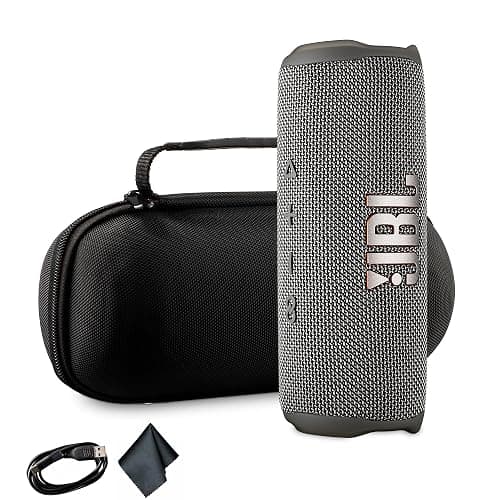 JBL Flip 6 Portable Wireless Speaker | Deep Bass Sound, IP67 Waterproof Rating | Bluetooth Audio for Outdoor, Travel, Beach, Hiking, and Home Use (Gray) with Travel Case + Microfiber Cloth - Image 1