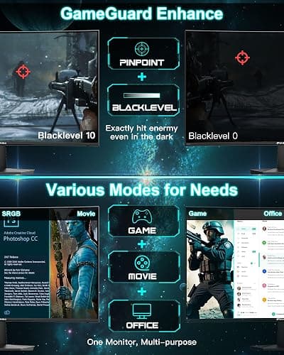 SANSUI 27 Inch Curved 160Hz Gaming Monitor, 1500R Curved Computer Gaming Monitor FHD 1080P, 4000:1, 110% sRGB, FPS/RTS, 1Ms MPRT|FreeSync|HDR|Low Blue Light|HDMI DP| VESA Support, HDMI Cable Incl. thumbnail 6