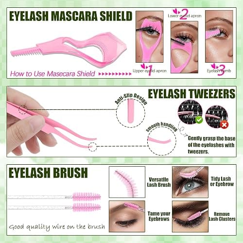 YIDUO 1846Pcs Lash Clusters Kit with Spikes+Bottom Cluster Lashes Kit Mix Styles 10-18mm Volume D Curly Wispy Soft DIY Individual Eyelash Extension Kit with Glue pestañas postizas Wholesale Large Pack thumbnail 9