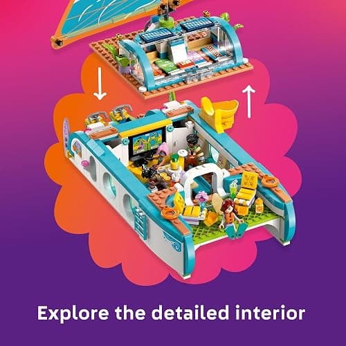 LEGO Friends Travel Boat Adventure Pretend Play Building Toy - Toy Boat Playset with Playful Dolphin Figurines and 4 Minidolls - Birthday Gift Idea for Girls and Boys, Ages 8 and Up - 42664 thumbnail 3
