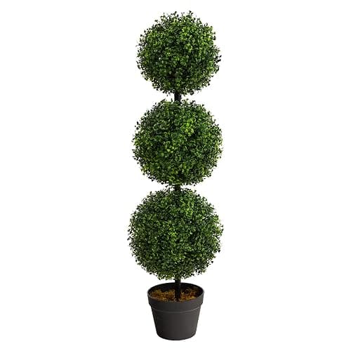 Nearly Natural 3ft. Artificial Triple Ball Boxwood Topiary Tree (Indoor/Outdoor) T2021, Green - Image 1