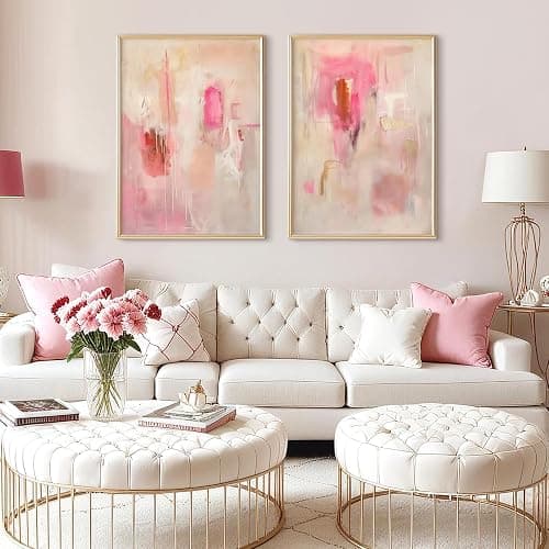 Tocliky Abstract Wall Art Neutral Modern Canvas Painting Decor Pink Beige Minimalist Wall Art Contemporary Abstract Poster Artwork for Living Room Bedroom 12x16 Inch Unframed Set of 2 thumbnail 3