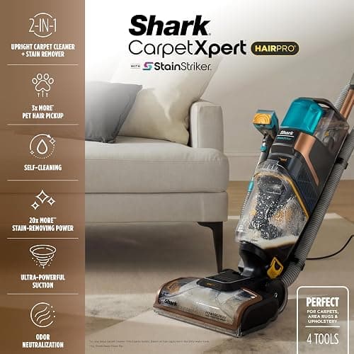 Shark CarpetXpert HairPro | Upright Carpet, Area Rug & Upholstery Cleaner | StainStriker Handheld Tough Stain Remover & Onboard Self Clean | Pet Hair Pickup & Odor Removal | 4 Tools | Copper | EX301 thumbnail 2