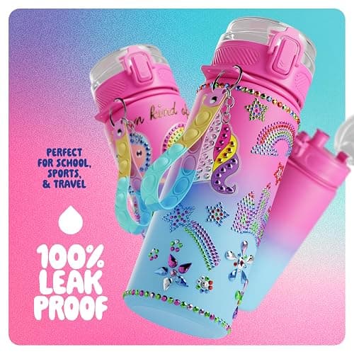 Dan&Darci Decorate Your Own Glow-in-the-Dark Water Bottle Kit for Girls - Birthday Gifts for Girl Ages 4-6 5-7 6-8 - 4 5 6 7 8 Year Old Birthday Gift Ideas - Arts and Crafts for Kids Age 6-8 thumbnail 7
