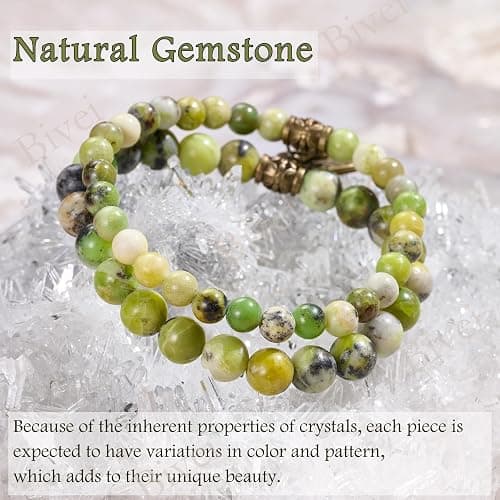 Bivei Natural Semi Precious Gemstone beads bracelet for women - Life Tree and Leaf Charm Energy Reiki Crystal Stretch Bracelets thumbnail 5