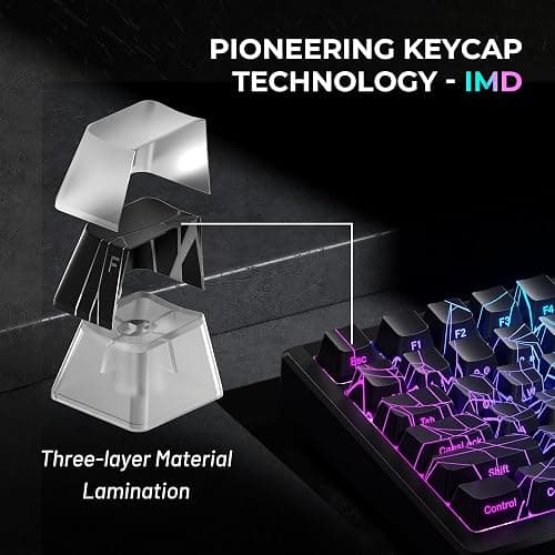 HITIME x XVX Spider Web Keycaps 60 75 100 Percent - Shine Through Keycaps w/IMD Tech, for Mechanical Keyboards, Full 118 Key Set, OEM Profile, Lines Backlit, Side Printed - Black thumbnail 3