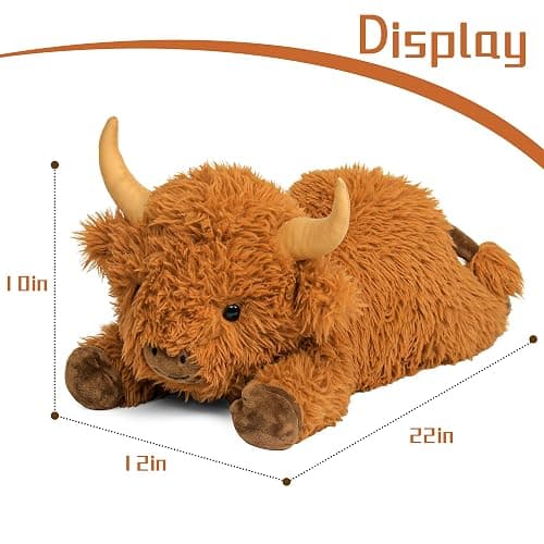 5lbs Highland Cow Weighted Stuffed Animals, 24in Giant Highland Cow Gift Plush Toy,Adorable Stuffed Animal for Kids and Adults Highland Cattle Plushie Pillow Decor thumbnail 3