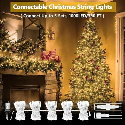 200 LED Connectable String Lights, 66FT Christmas Lights Outdoor Indoor | Warm White, 13 Modes, Timer, Clear Wire Waterproof Twinkle Fairy Lights Plug in for Bedroom Classroom Patio Xmas Tree Decor thumbnail 2