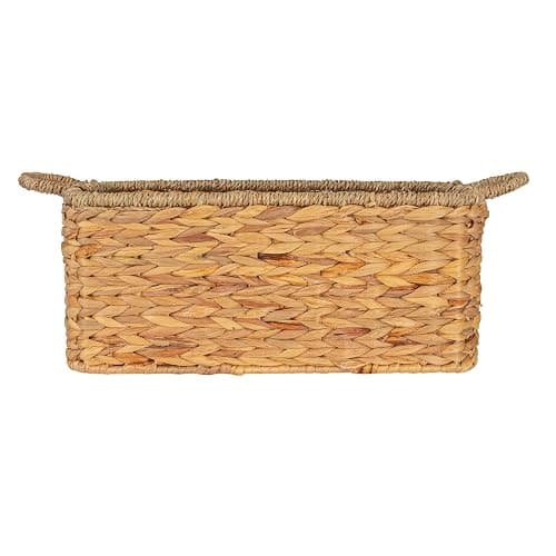 Household Essentials Rectangular Handwoven Water Hyacinth and Seagrass Basket with Handles, Natural thumbnail 11