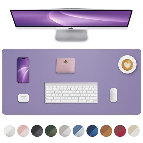 Leather Desk Pad Protector, Purple Desk pad, Office Desk Mat, Non-Slip PU Leather Desk Blotter, Laptop Desk Pad, Waterproof Desk Writing Pad for Office and Home (Light Purple, 31.5" x 15.7") - Image 1