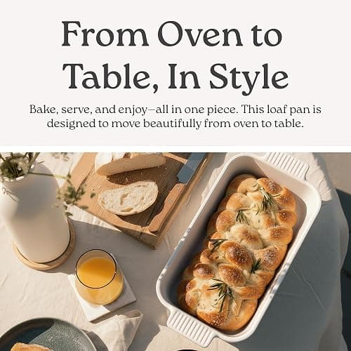 ROSSALLINI Signature Stoneware Loaf Pan | Non-Stick for Perfect Baking and Bread Making | 1lb Loaf Pan [Sage Green] thumbnail 2