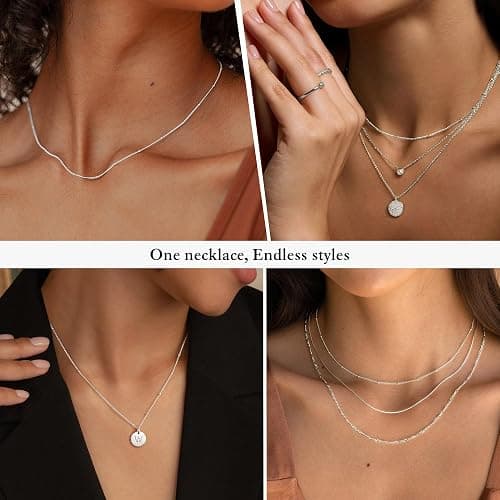 IEFWELL S925 Sterling Silver Chain Necklace for Women - 14K-Real-Gold-Plated 1.5mm Satellite Bead Chains Necklace, Sturdy Women's Chain Necklaces, 14/16/18/20/22/24 Inches Christmas Jewelry Gifts thumbnail 4