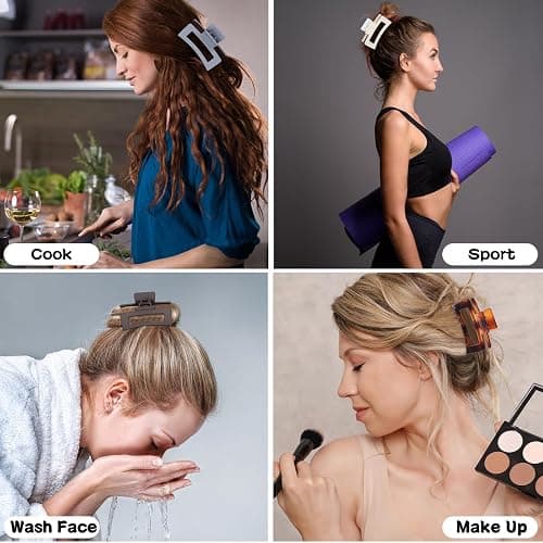 Sisiaipu 3.5 Inch Hair Clips - 12 Pcs Square Jaw Clips for Thick and Thin Hair, Rectangular Hair Accessories for Women and Girls - Neutral thumbnail 7