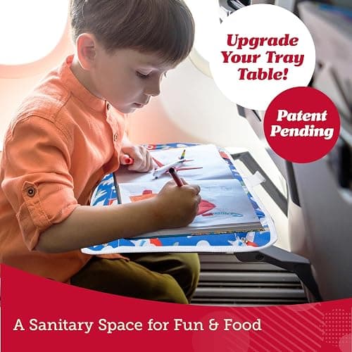 Lusso Gear Airplane Tray Table Cover - Organize Kids Travel Essentials - Snack & Toy Pockets for Airplane Toys for Toddlers 1-3 - Foldable Tablet Stand for Travel Toddler Essentials - Plane Pattern thumbnail 3