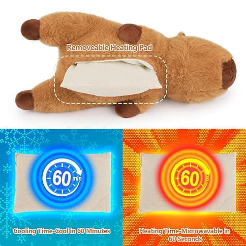 2lb Capybara Plush Stuffed Animals Microwavable Heating Pad-19'' Capybara Heating Pads for Cramps &Period Pain Relief for Women,Heatable & Coolable Stuffed Animals Bedtime Birthday Gift for Women Kids thumbnail 6