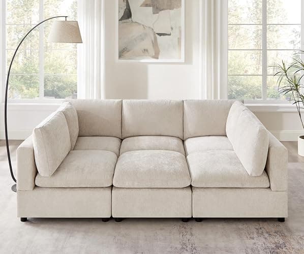 VANOMi Modular Sectional Sofa, Convertible Sofa Couch Modular Sofa with Ottoman, Sectional Sofas for Living Room Small Apartments - Image 1