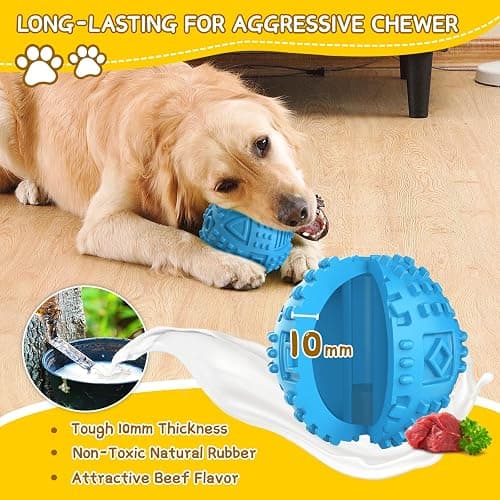 LEGEND SANDY Dog Balls Treat Dispensing Dog Toys for Aggressive Chewers Large Breed, Nearly Indestructible Squeaky Puppy Chew Toys for LargeBreeds, Natural Rubber Doggie Puzzle Toys, Pet Treat Ball thumbnail 5