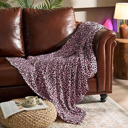 BEDELITE Pink Leopard Twin Size Blanket – Soft & Cozy Cheetah Blanket for Couch, Bed & Sofa, Lightweight Fleece Animal Print Decor, 60"x 80", Pink thumbnail 3