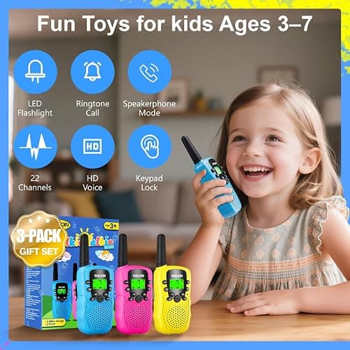 Walkie Talkies for Kids Toys Stocking Stuffers for Kid Boys Girls 4-6, 3 Miles Range Walkie Talkie to Camping, Outdoor, 4 Year Old Girl Birthday Gifts for 3 4 5 6 7 8 9 Year Old Boy Girl Gifts Age 6-8 thumbnail 4