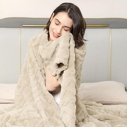 Aganear Fleece Throw Blanket - Cozy Soft Lightweight Fuzzy Throw Blanket for Women Portable Throw Blankets for Couch, Warm Present for Birthday, Christmas, Halloween, Housewarming(50"x60", Khaki) thumbnail 8