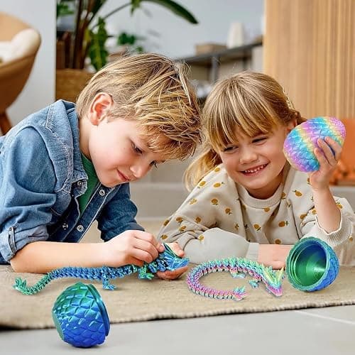 3D Printed Dragon Eggs with Dragon Inside – Fantasy Tabletop Decor, 3D Printing Toys for Kids & Adults – Unique Desktop Decoration & Collectible – Christmas Ornament & Stocking Stuffers (4 Pack) thumbnail 2