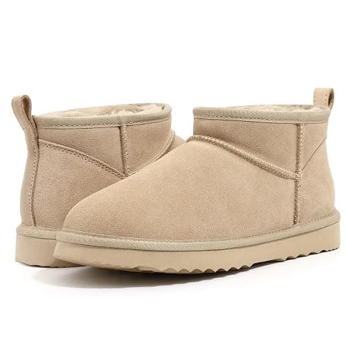 bebealy Genuine Suede Mini Boots for Women Winter Fuzzy Snow Boots Short Ankle Boot with Fur Lined thumbnail 8
