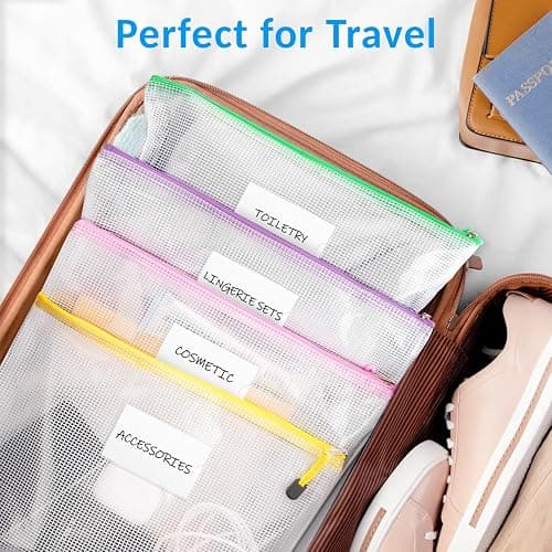 Sooez 20 Pack Mesh Zipper Pouch Bags, A4 Letter Size, Zipper Bags with Label Pocket, Waterproof Pouches for Classroom Organization, Board Game Storage, Document Bag for Teacher School Office Supplies thumbnail 6