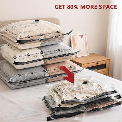 Travel Vacuum Bags for Clothing with Cordless Pump 18 Combo, Clear | Compression Packing Cubes Organizer Storage for Luggage Suitcase, Space Saver Seal Bags for Vacation Cruise thumbnail 3
