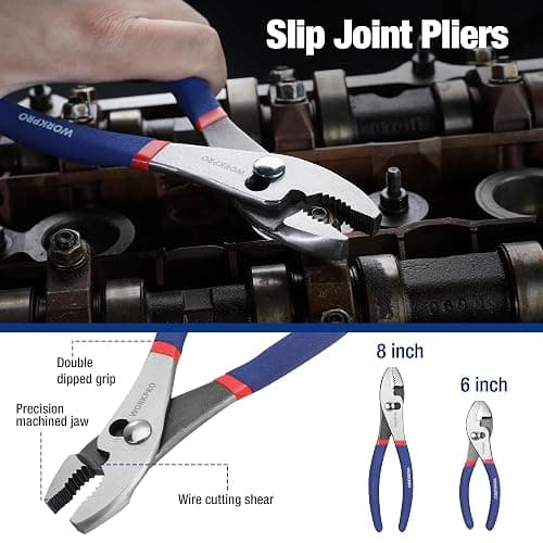 7-Piece WORKPRO Pliers Set with Groove Joint, Long Nose, Slip Joint, Linesman, and Diagonal Pliers for DIY & Home Use thumbnail 3