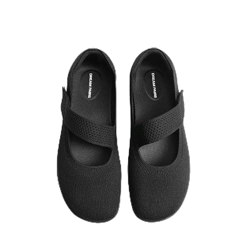 DREAM PAIRS Women's Mary Jane Wide Toe Ballet Flats | Stretchy knit barefoot, Breathable machine washable upper, Anti-slip flexible outsole, Adjustable elastic straps - Image 1