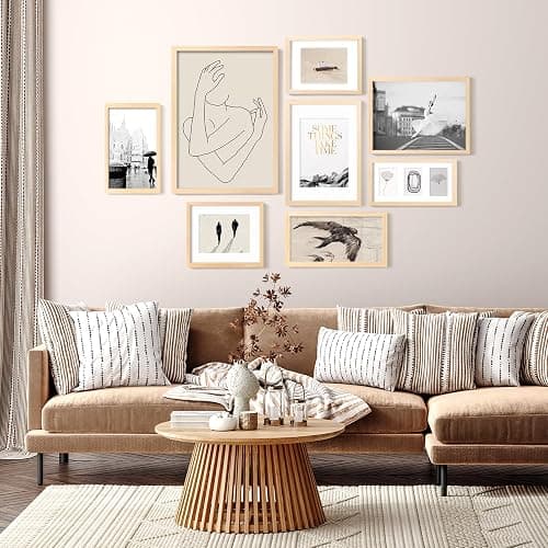 KINLINK 4x6 Frame Natural, Solid Wood 4 x 6 Picture Frame with Acrylic Plexiglass for 3.5x5 with Mat, Tabletop and Wall Display Photo Frames 4x6 Natural, 4 Pack thumbnail 6