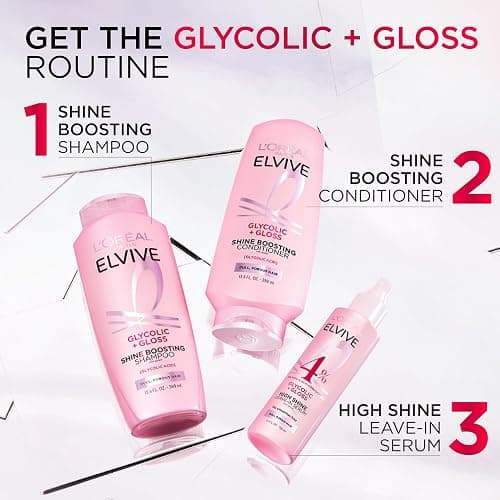 L'Oreal Paris Elvive Glycolic + Gloss Shine Boosting Shampoo and Conditioner Set, Cleanses and Smooths Dull, Porous Hair Into High-Shine, Glossy Hair, 1 Kit thumbnail 7