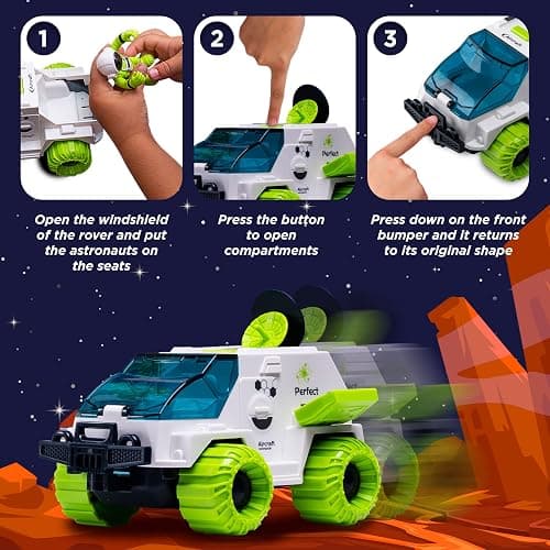 CHUKOO [Upgraded Set] Space Toys for Kids 3 4 5 6 7 8, Space Shuttle with Rocket Ship Toys - 4 Astronauts, Station, & Rover, Spaceship Toy, Rocketship Solar System Playset thumbnail 4