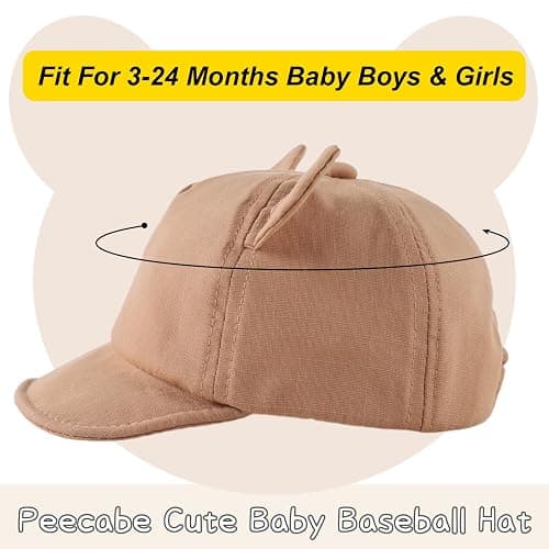 PEECABE Bear Ear Baby Baseball Hat Cotton Infant Toddler Sun Cap 3-18 Months Spring Summer thumbnail 6
