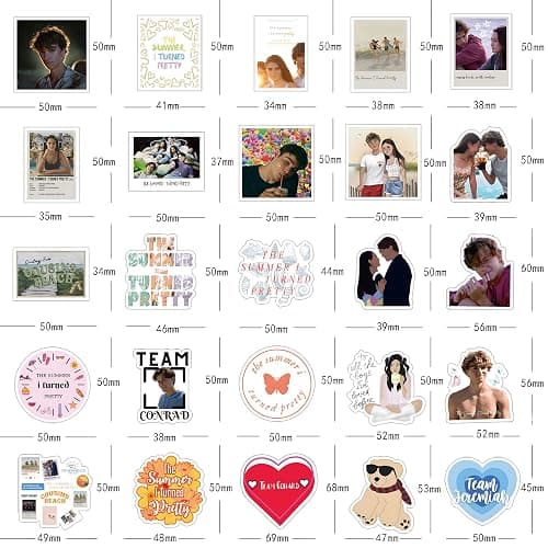 60 Pcs The Summer I Turned Pretty Classic TV Fashion Aesthetic Waterproof Vinyl Stickers for Birthday Party Supplies Decoration Favors for Water Bottles Laptop Suitcase thumbnail 3