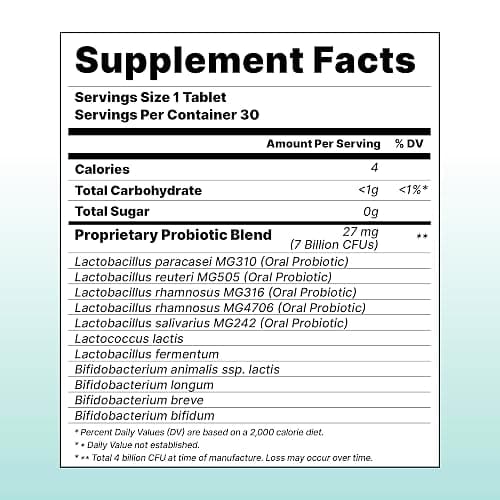K-Nutra Dentifresh Mint Xylitol Tabs – Oral Probiotics for Bad Breath, Dry Mouth & Fresh Breath, 7 Billion CFU, Sugar-Free, GMO-Free, Gluten-Free, Natural Mint Flavor, 30 Tablets (Improved Formula) thumbnail 8