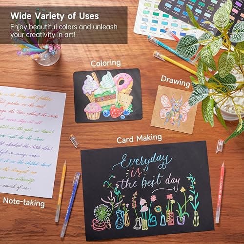 Shuttle Art Colored Pens, 72 Vibrant Colors Cute Journal Pens 0.6mm Fine Point Colored Gel Pens for Black Paper in Portable Bag for Coloring Writing Drawing Journaling Note Taking School Office Home thumbnail 7