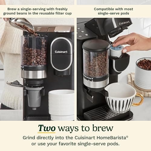 Cuisinart Single-Serve Coffee Maker + Coffee Grinder with 8, 10, and 12 oz. Serving Size, Compatible with Single-Cup Pods, 48-Ounce Removable Reservoir, Stainless Steel, DGB-2SS | 48-Ounce, Removable Reservoir, 120 volts, Stainless Steel thumbnail 5